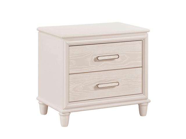 Modern Glam Style Two-Drawer Nightstand with USB ports Wooden Bedroom Furniture 1pc Bedside Cabinet