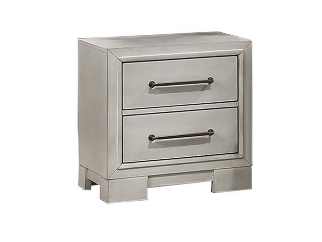 Modern Farmhouse Style 1Pc Nightstand Square Legs Sleek Handles Antique White Finish Bedroom Furniture