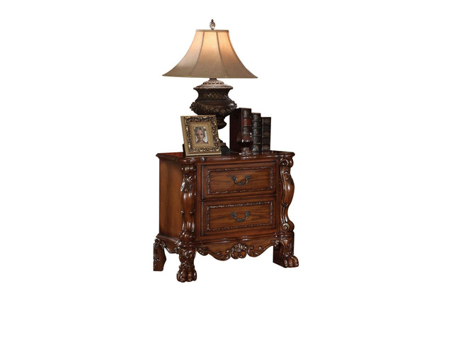 Wooden Nightstand With 2 Drawers In Cherry Oak Finish