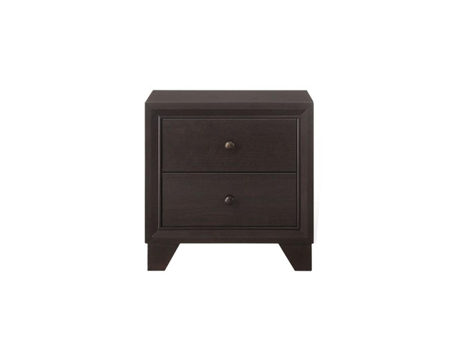 Wooden Nightstand With 2 Drawers In Espresso Finish