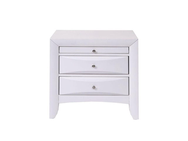 Wooden Nightstand With 2 Drawers And 1 Tray, White