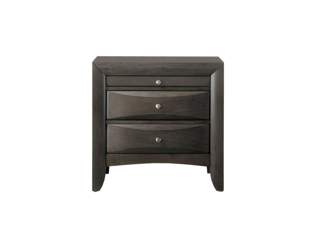 Wooden Nightstand With 2 Drawers And 1 Tray, Gray Oak