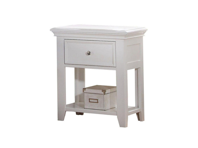 1 Drawer And Open Bottom Shelf Wooden Nightstand In White Finish