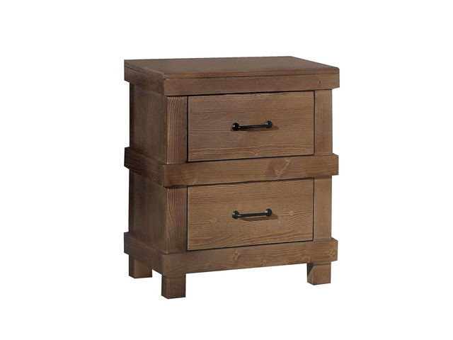 Wooden Nightstand With 2 Drawers In Antique Oak Finish