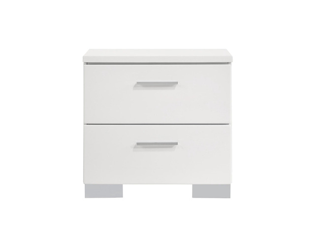2-Drawer Nightstand In White High Gloss Finish