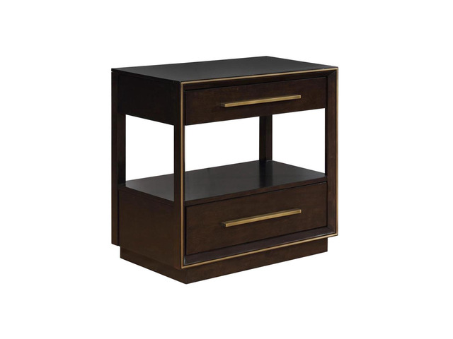 2 Drawers Nightstand With Shelf In Smoked Peppercorn Finish