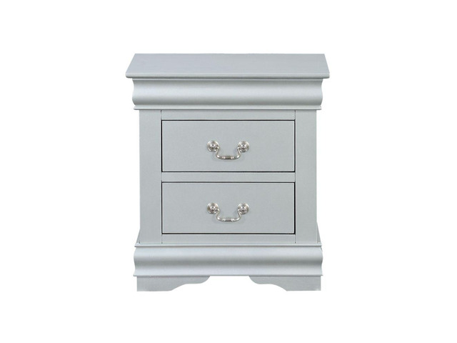 Wooden Nightstand With 2 Drawers In Platinum Finish