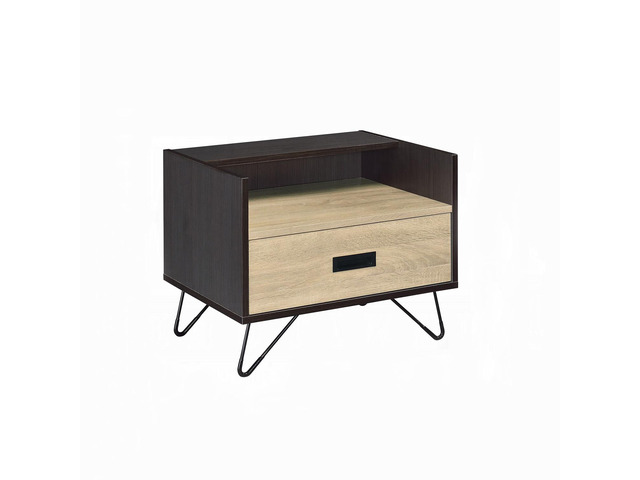 One Drawer Nightstand With Open Compartment, Oak And Black