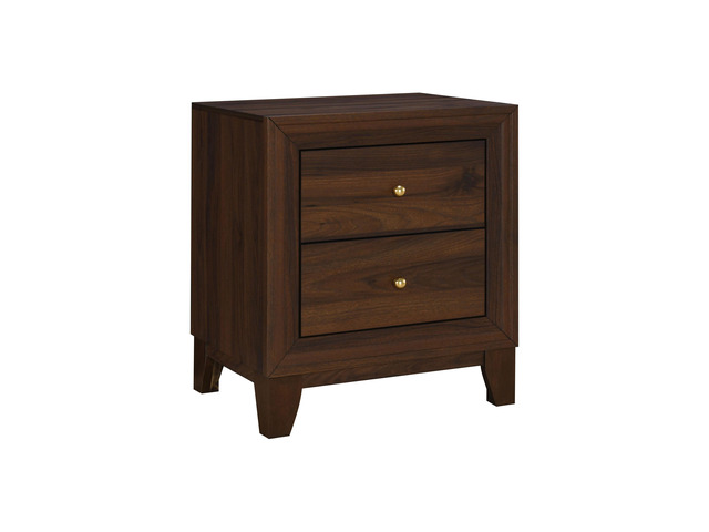 Walnut Finish Nightstand With 2 Ample Drawers