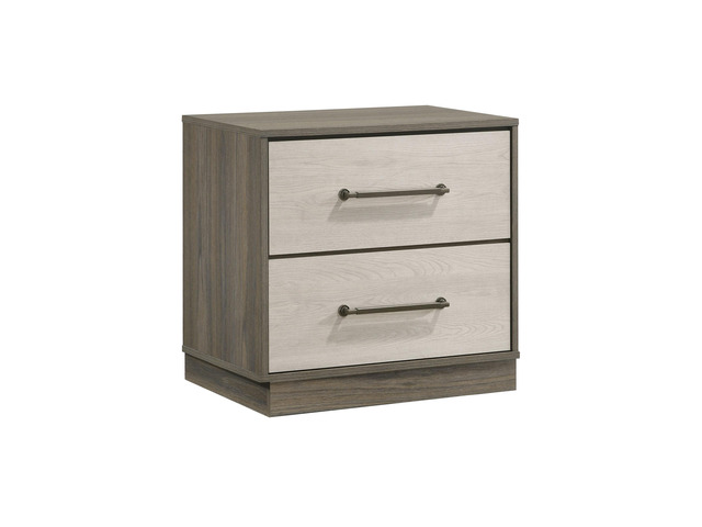 2-Drawer Nightstand With Floating Base Design, Grey Oak