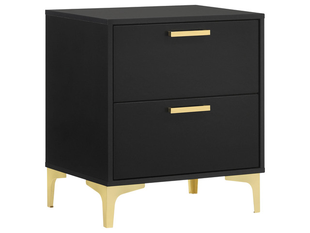 Black And Gold 2-Drawer Rectangular Nightstand