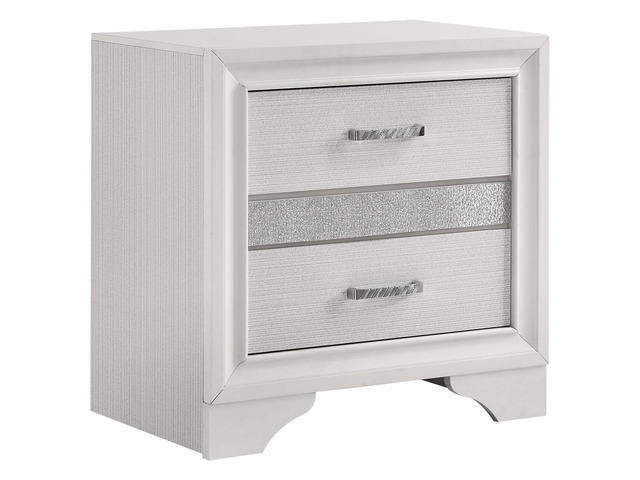 White 2-Drawer Nightstand With Hidden Jewelry Tray