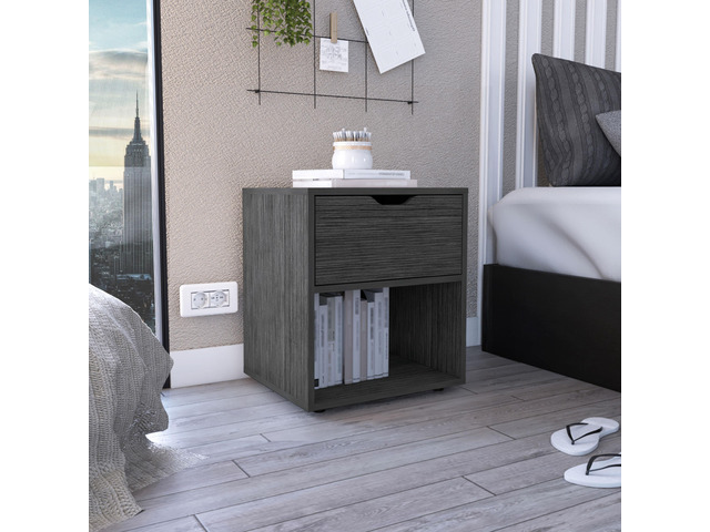 Aberdeeen 19.7-Inch High Nightstand End Table With Open Shelf