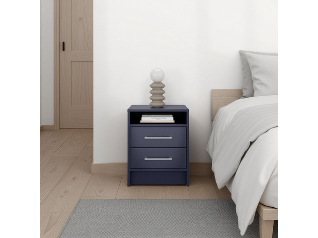 Eter Nightstand Minimalist Modern Style, Superior Top Shelf, One Open Storage Shelf And Two Drawers, Modern Bedside Storage