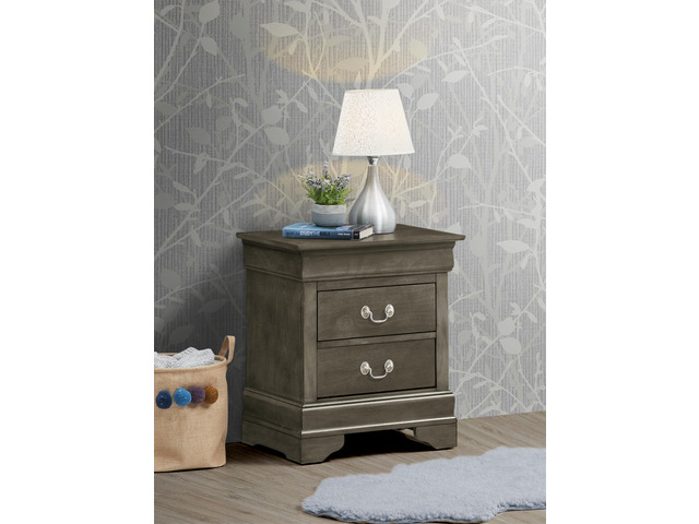 Charming Traditional Gray Nightstand