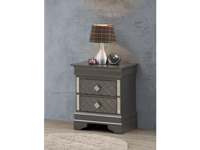Chic Metallic Black Modern Nightstand