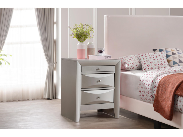 Elegant Silver Champagne Nightstand
