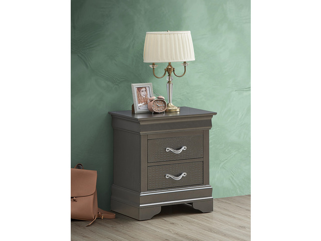Sleek Metallic Black Nightstand With Drawers