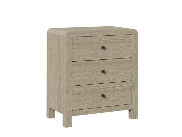 23.6 Width Natural Wood 3 Drawer Chest Of Drawers - Modern Rounded Corner Design