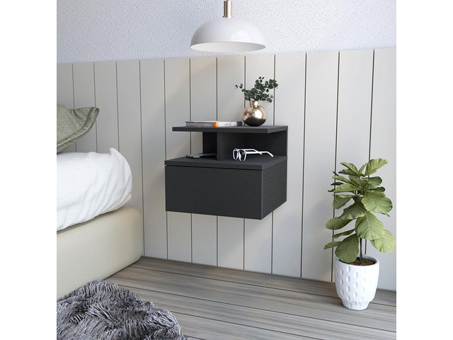 Floating Nightstand Flopini, One Drawer, Black Wengue Finish
