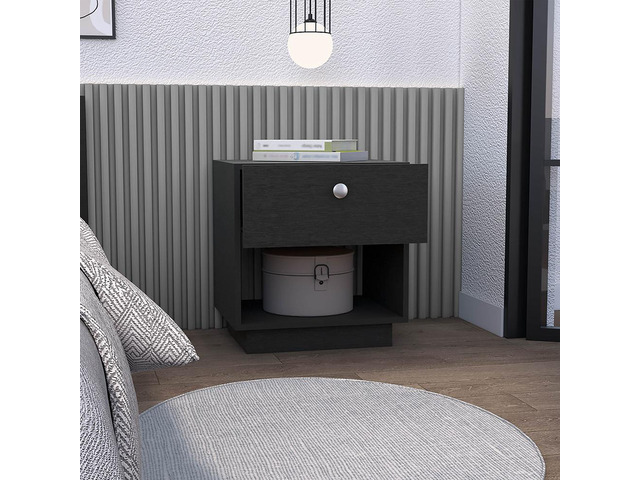 Nightstand Viliigili, One Drawer, Black Wengue Finish