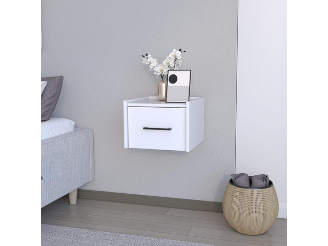 Floating Nightstand Calion, Bedroom, White