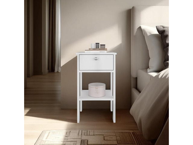 Scooba Stand, Manufactured Wood Nightstand With 1 Drawer And Open Shelf Ideal For Bedroom.