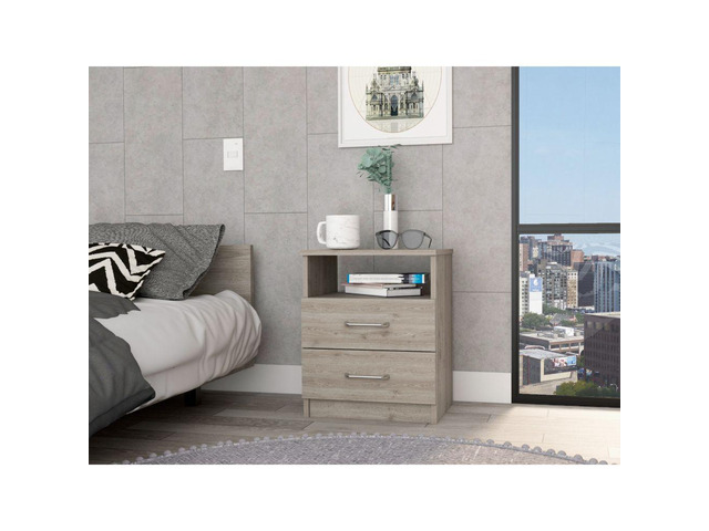 Nightstand 20'H, Two Drawers, One Shelf, Superior Top, Light Gray