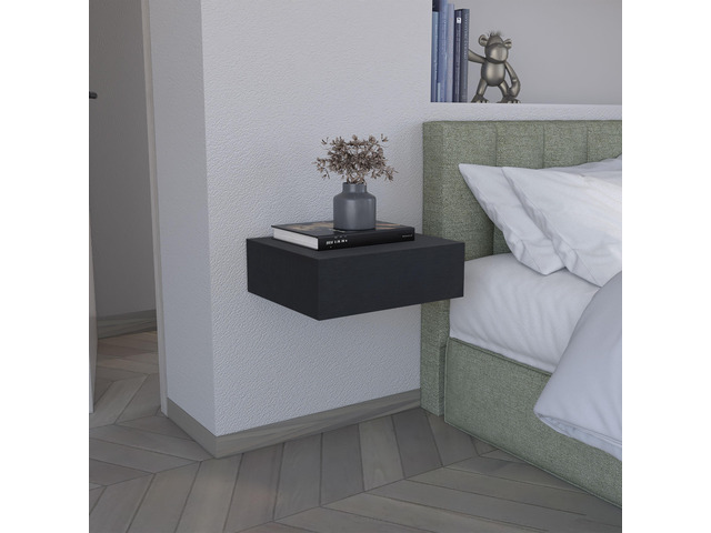 Floating Nightstand 5'H, Modern Wall-Mounted Bedside Shelf With Drawer, Black