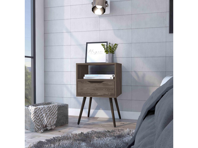 Allie Nightstand, Superior Top, Open Shelf, One Drawer