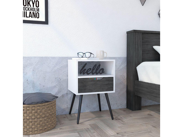 Allie Nightstand, Superior Top, Open Shelf, One Drawer