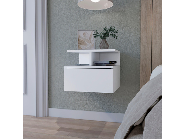 Augusta Floating Nightstand with 2-Tier Shelf and 1-Drawer