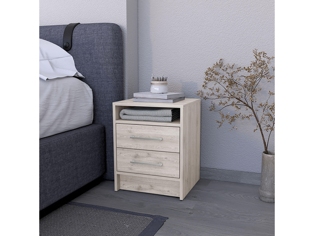 Philadelphia Nightstand, Two Drawers, Concealed Shelf