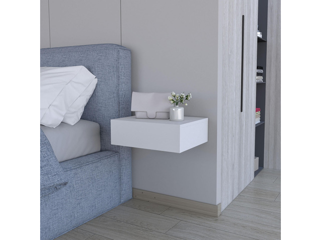 Vienna Floating Nightstand, Sleek Wall-Mounted Design With Spacious Drawer Storage