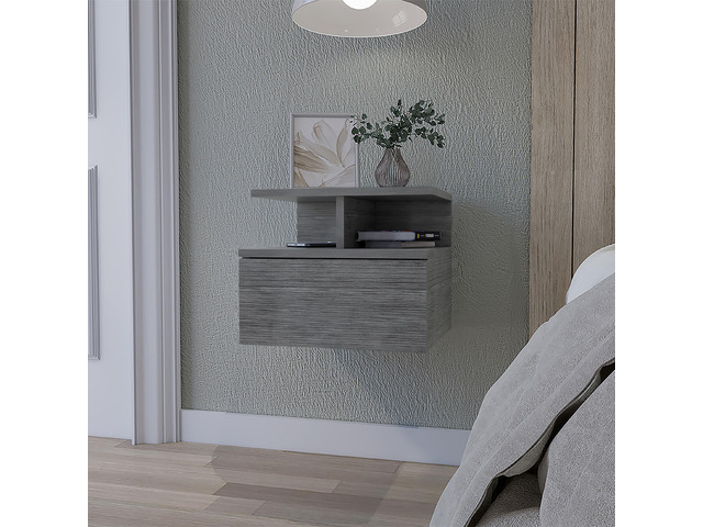 Augusta Floating Nightstand with 2-Tier Shelf and 1-Drawer