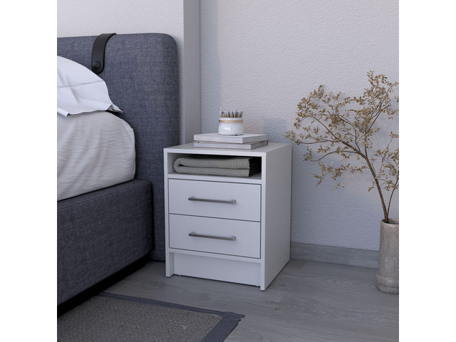 Eastover Nightstand 2.0 In Melamine With Two Drawers