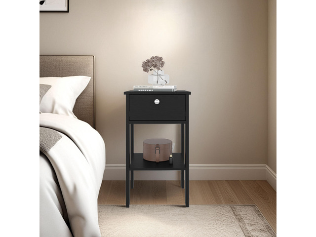 Shongopovi One Drawer Nightstand With Open Shelf, Compact Design, Modern Style, Bedroom Use, Wenge