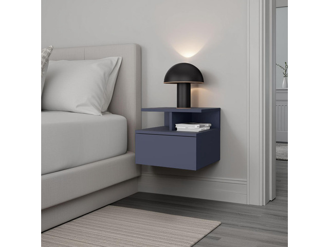 Lee Ju Floating Nightstand, 1 Drawer, Open Shelf, Wall Mounted Design, Kronos Blue