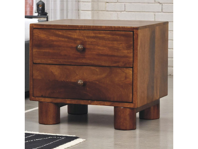 Solid Wood Tula Chestnut Nightstand, 2-Drawers, Brown