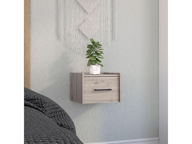Boa Floating Nightstand, End Table, Side Table Wall-Mounted Single Drawer Design With Handle- Light Grey - Bedroom