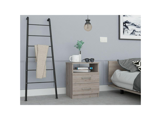 Napoles Nightstand, End Table, Side Table Superior Top, Two Drawers, One Shelf -Light Gray