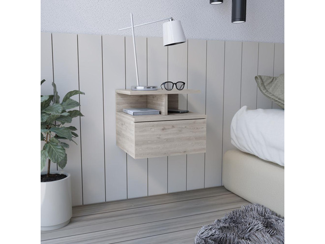 Adele Floating Nightstand With Drawer And Open Storage Shelves