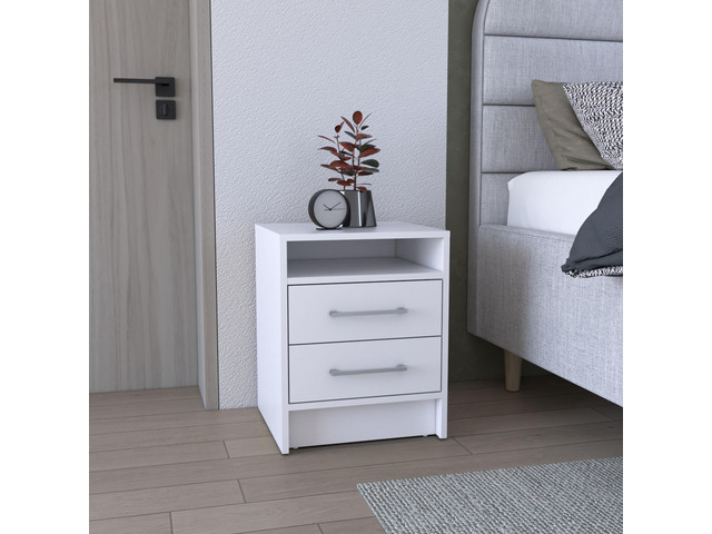 Greter 24' Two-Drawer Night Stand With Open Shelf White