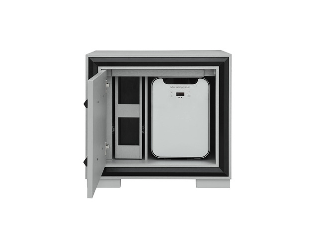 Adelaide Grey And Black Nightstand With Cooler And Speaker