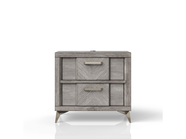 2 Drawer Nightsand In Gray Bookmatched Veneers