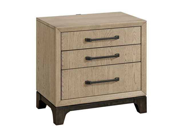 Brown 3-Drawer Nightstand With Usb