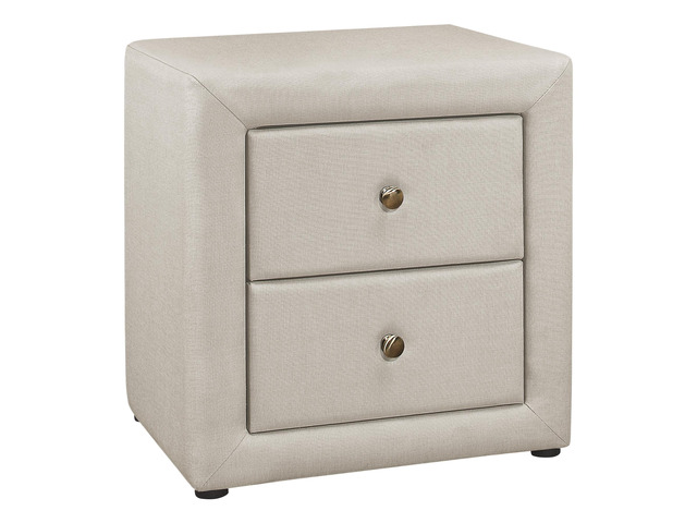 Nightstand, Nightstand, End, Side, Lamp, Storage Drawer, Bedroom, Upholstered, Beige Linen Look, Transitional
