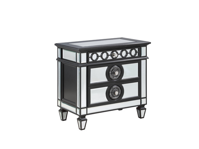 Varian Ii Mirrored, Black & Sliver Finish Nightstand