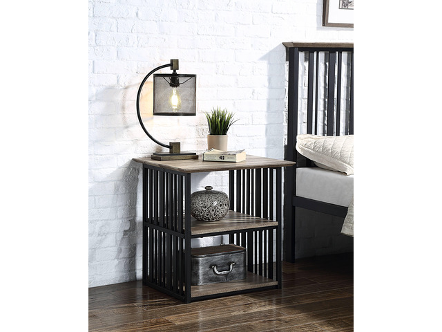 Zudora Antique Oak & Black Finish Nightstand