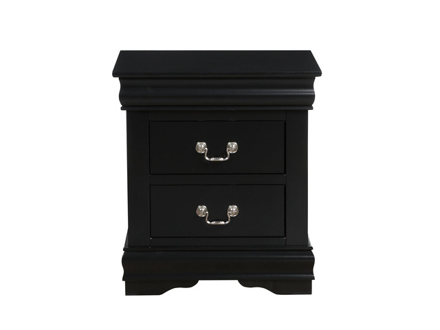 1Pc Traditional Classic Black Finish 2-Drawers Nightstand Wooden Bedroom Furniture